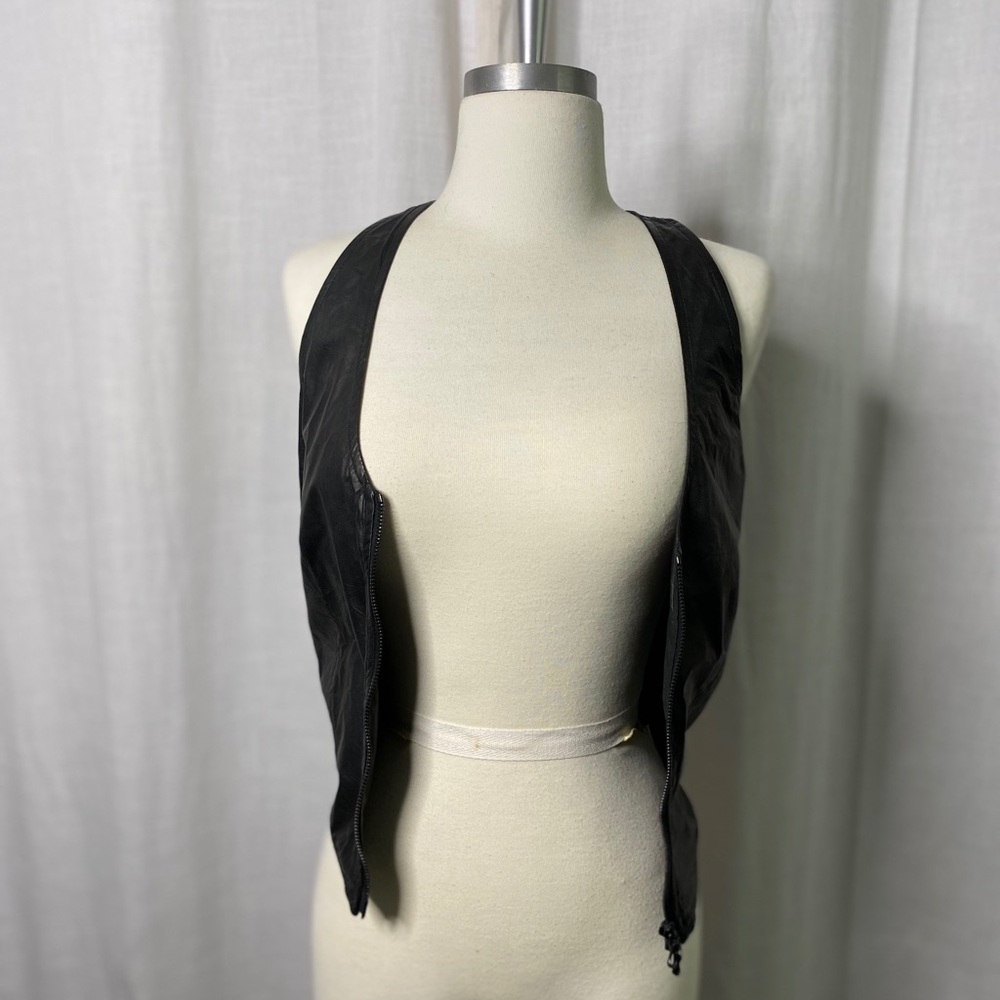 Black Faux Leather Vest